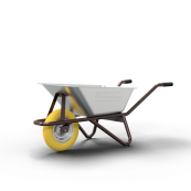 Wheelbarrow | Geselle type 25 | mounted | deep pan 90 l | with pan support with PU wheel